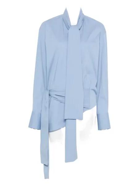 Cămașă Plan C de mătase albastru