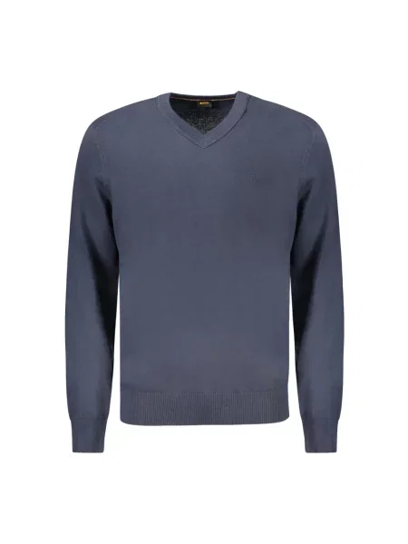Dzianinowy sweter Hugo Boss niebieski