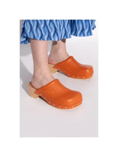 Lniane klapki Balenciaga pomarańczowe