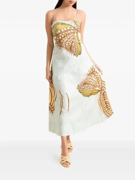 Rochie midi Ulla Johnson până la genunchi de costum verde