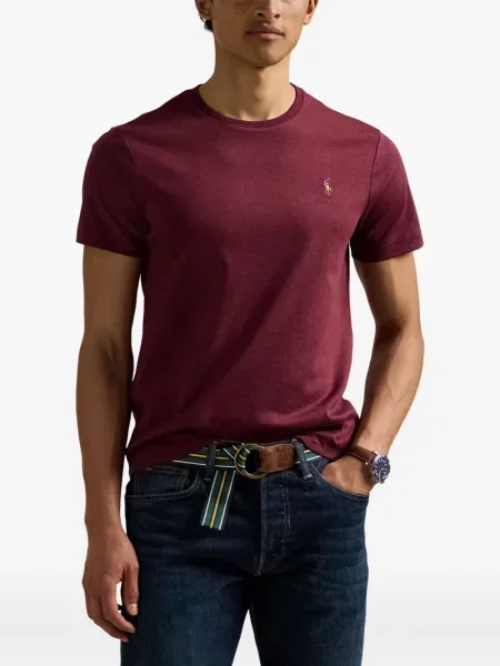 Kratak samt polo majica Polo Ralph Lauren s vezom crna