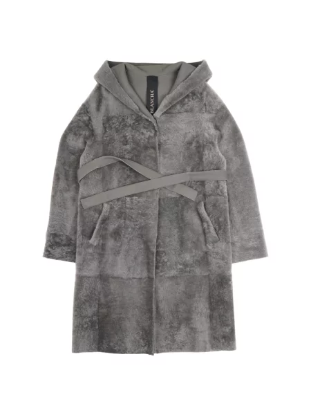 Płaszcz skórzany Blancha skórzany szary