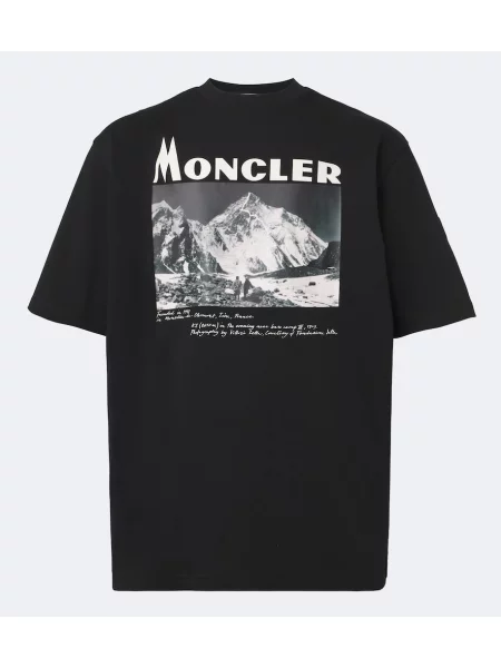 Koszulka Moncler z nadrukiem z dżerseju czarna