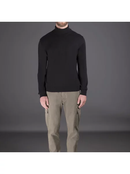 Lniany golf Moorer elegancki czarny