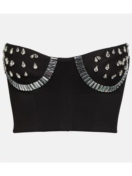 Top Area z kryształkami czarny