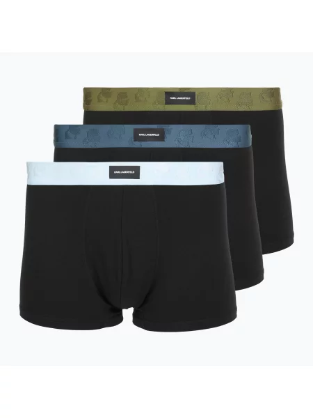 Boxeri pentru bărbați KARL LAGERFELD Kameo Logo Trunk 3 perechi midnight/clear sky/olive kaki