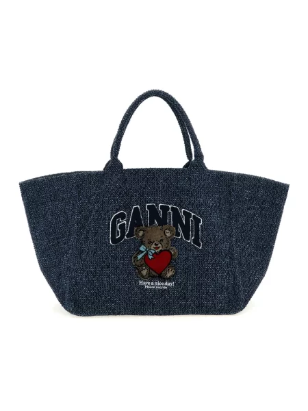 Ganni Torebki Kobieta ONE SIZE XXL Torba na Zakupy Bear niebieski
