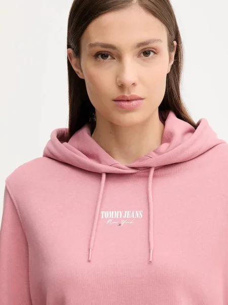Tommy Jeans bluza z kapturem z nadrukiem różowy