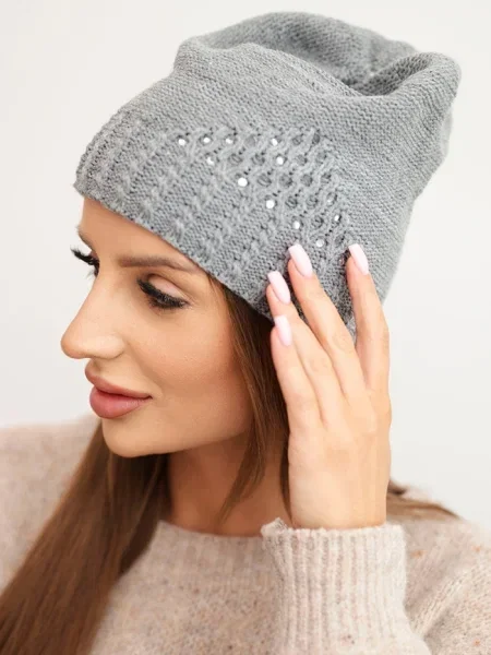 Căciulă Kesi cu strasuri gri