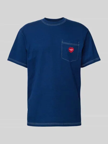 T-shirt z kieszenią na piersi model ‘INGO’ Carhartt Work In Progress granatowa