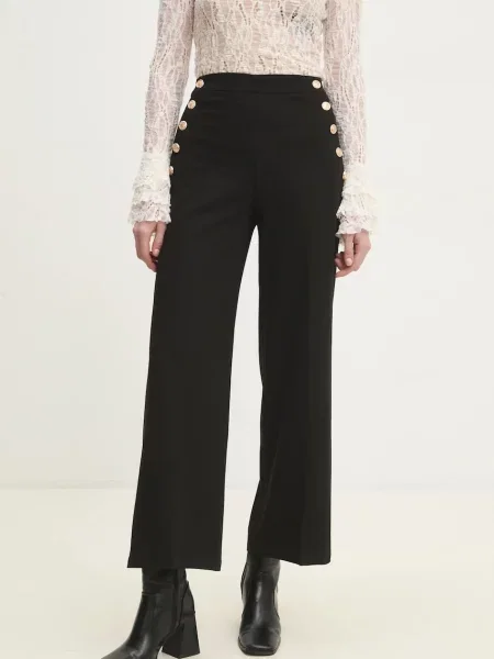 Панталон Answear Lab със стандартна кройка с висока талия черно