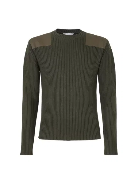 Sweter Fendi wełniany z naszywkami w paski zielony