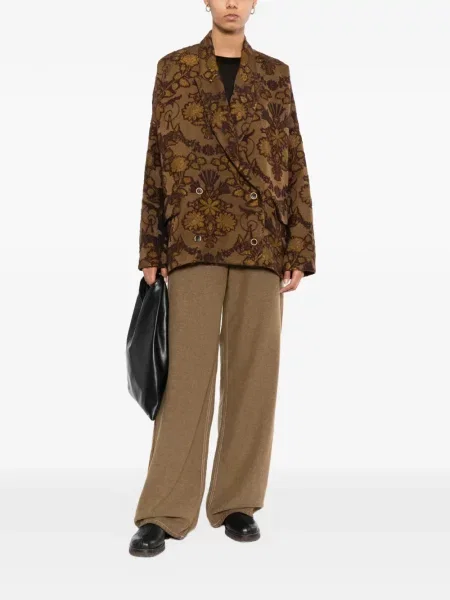 Geacă Uma Wang cu model floral din jacard maro