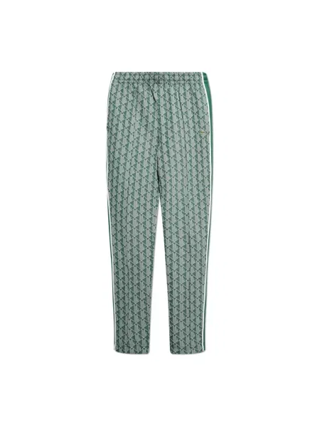 Lniane spodnie Lacoste zielone