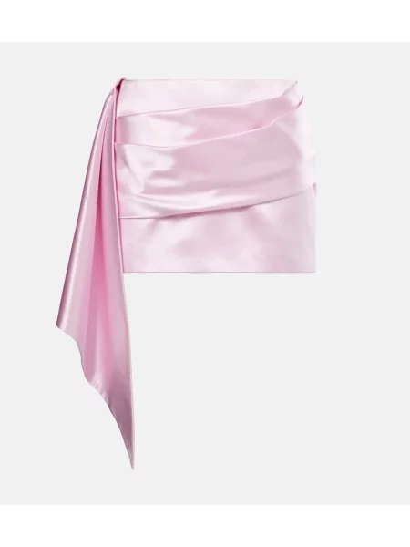 Fustă Alex Perry din satin drapată roz