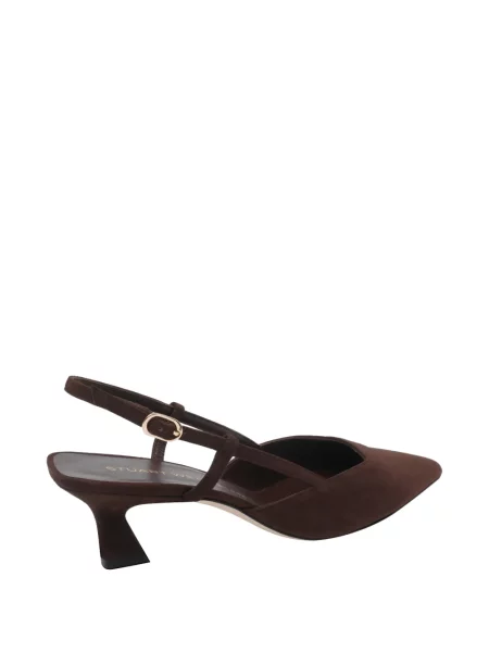 Pantofi cu toc Stuart Weitzman din piele de căprioară slingback maro