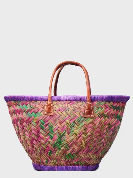 Le Comptoir de la plage Aravola Пляжна сумка Солома фіолетовий