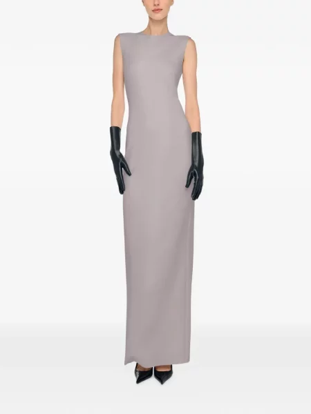 Rochie maxi Norma Kamali fără mâneci lungă de costum gri