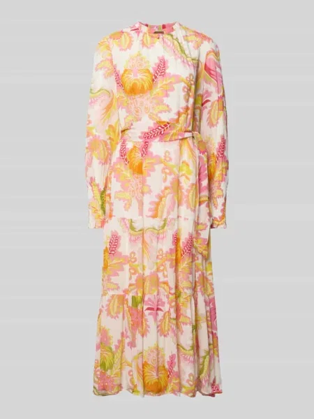 Sukienka midi z czystej z stójką krój regular fit Herzen's biała