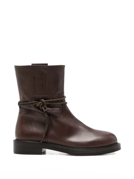 Botine Zolfo din piele țesuți cu bretele maro