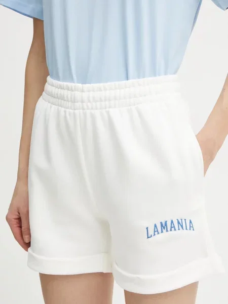 Къс панталон La Mania с апликация с висока талия JUNGLE бяло