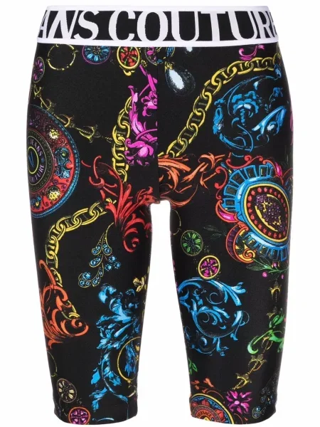 Szorty jeansowe Versace Jeans Couture z nadrukiem biker czarne