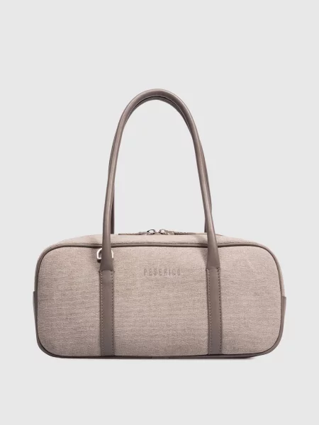 Сумка-багет з логотипом Peserico бежева