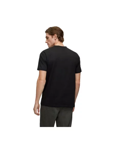 BOSS t-shirt granatowy z nadrukiem czarna