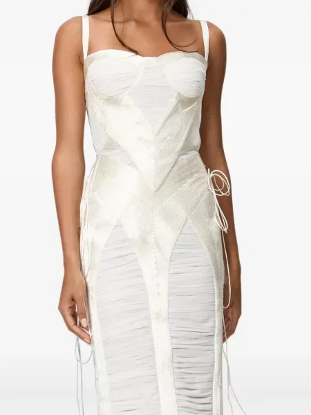 Rochie midi Norina St cu volane alb