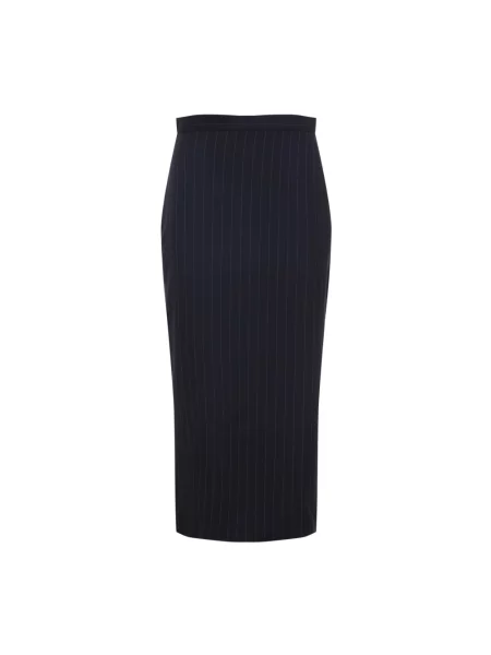 Spódnica midi Givenchy wełniana w paski z paskiem niebieska