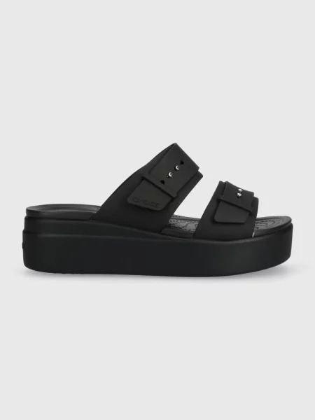 Sneakerși Crocs cu pană cu cataramă negru