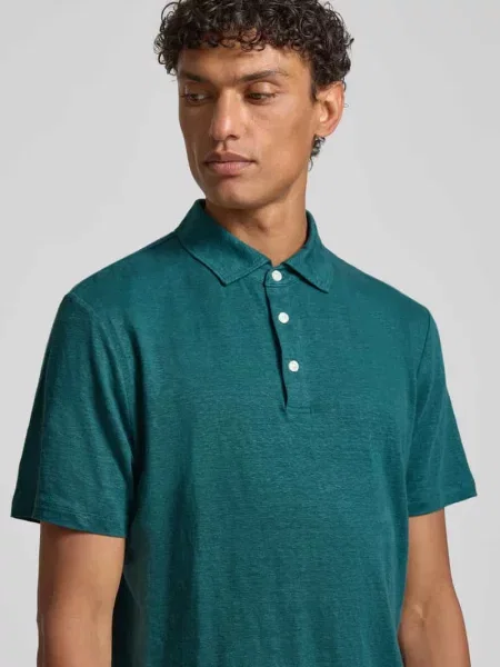 Koszulka polo o kroju regular fit z mieszanki lnu i elastanu Olymp Level Five