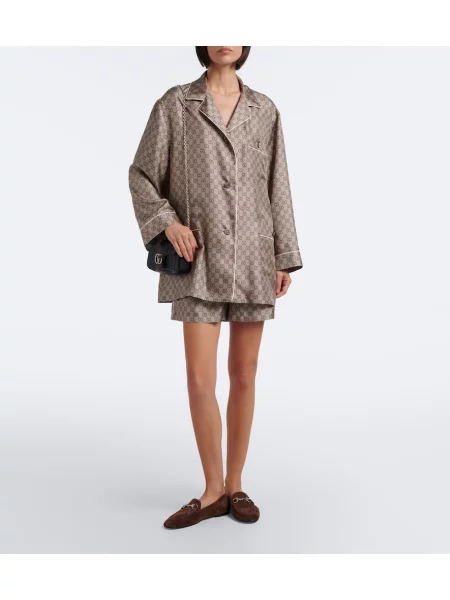 Cămașă Gucci de mătase maro