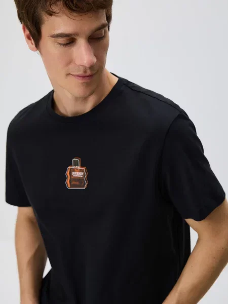 Reserved Футболка regular fit з мерсеризованої чорний