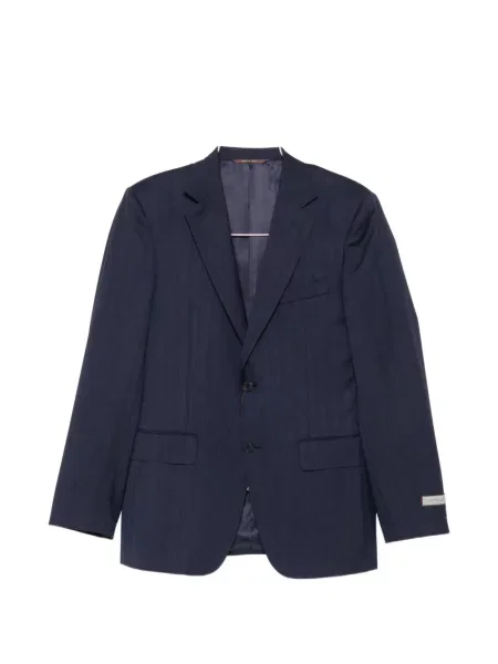 Costum Canali de lână cu model herringbone albastru