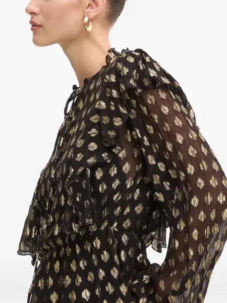 Bluză Never Fully Dressed cu imagine cu imprimeu geometric negru