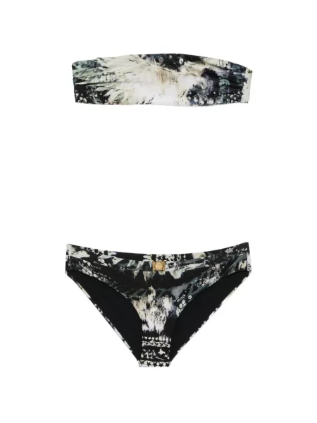Bikini Balmain cu imagine cu imprimeu abstract negru