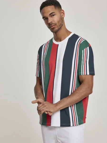 Urban Classics Tricou bleumarin / verde / roșu alb