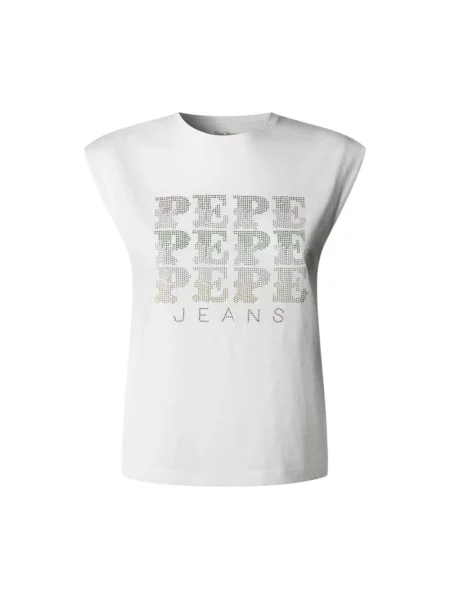 Top Pepe Jeans bez rękawów biały