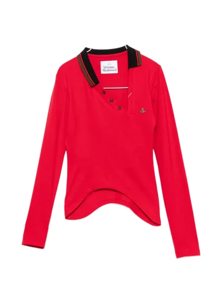 Gulerat tricou polo Vivienne Westwood asimetric roșu