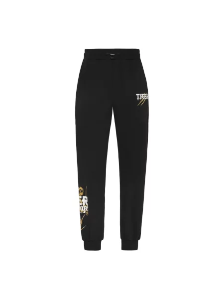 Spodnie Plein Sport w tygrysie prążki do biegania czarne