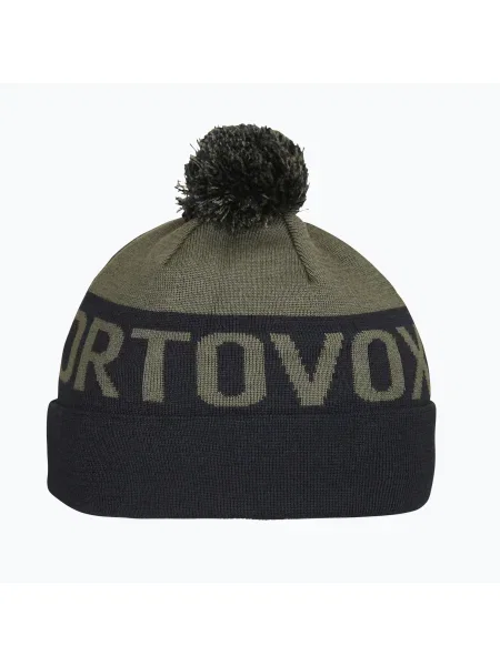 ORTOVOX Bobble Knit тъмни диви билки зимна шапка черно
