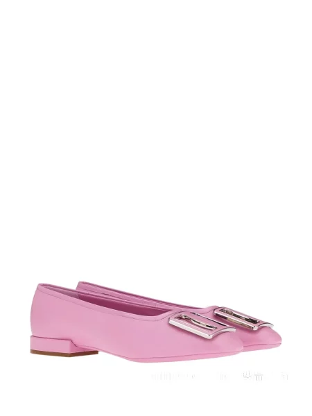 Balerini Ferragamo din piele cu cataramă roz
