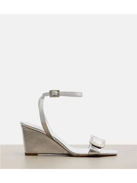 Sandale Roger Vivier din piele argintiu