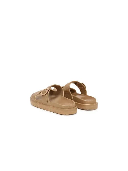 Dámske šľapky Tommy Hilfiger Double Strap Sandal Pearl safari canvas pearlized béžová