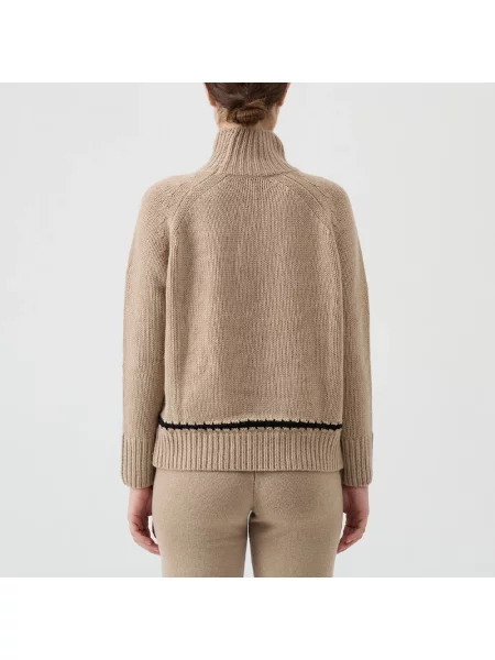 Sweter z golfem Ermanno Scervino wełniany do golfa beżowy