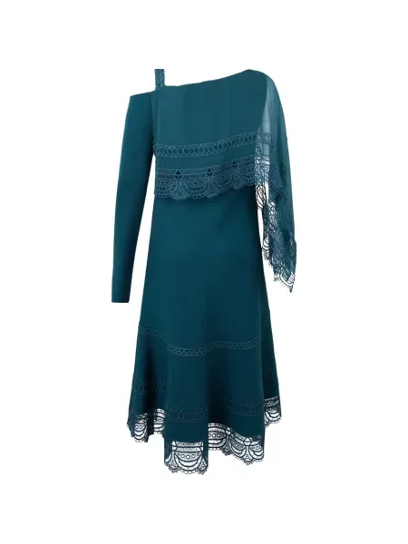 Rochie Alberta Ferretti asimetrică din dantelă albastru