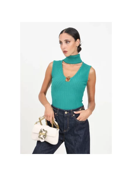Sweter z golfem Just Cavalli zielony
