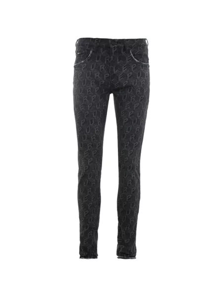 Blugi skinny Purple Brand cu imagine skinny fit negru