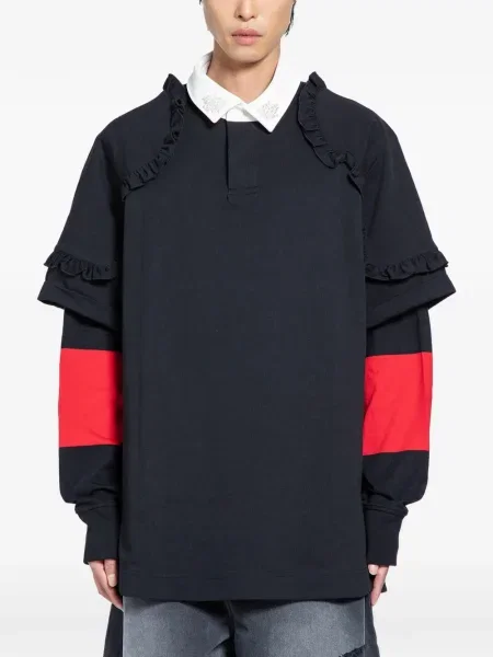 Polo Simone Rocha cu volane negru
